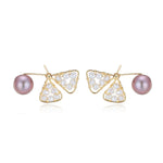 Purple Fairy Series Petal Pearl Stud Earrings - CKZJL2022240