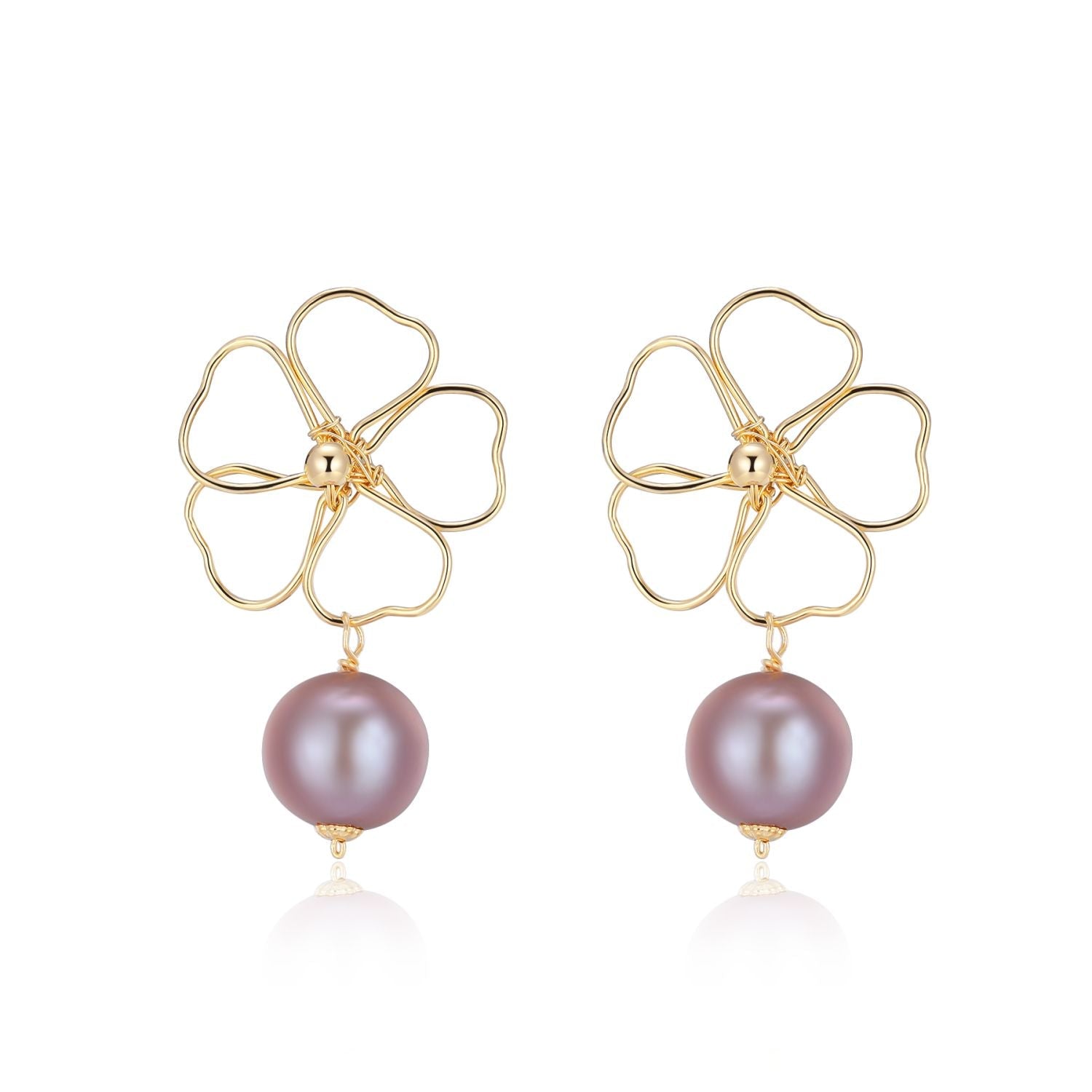 Purple Fairy Series Five - leaf Flower Pearl Drop Earrings - CKZJL2022241