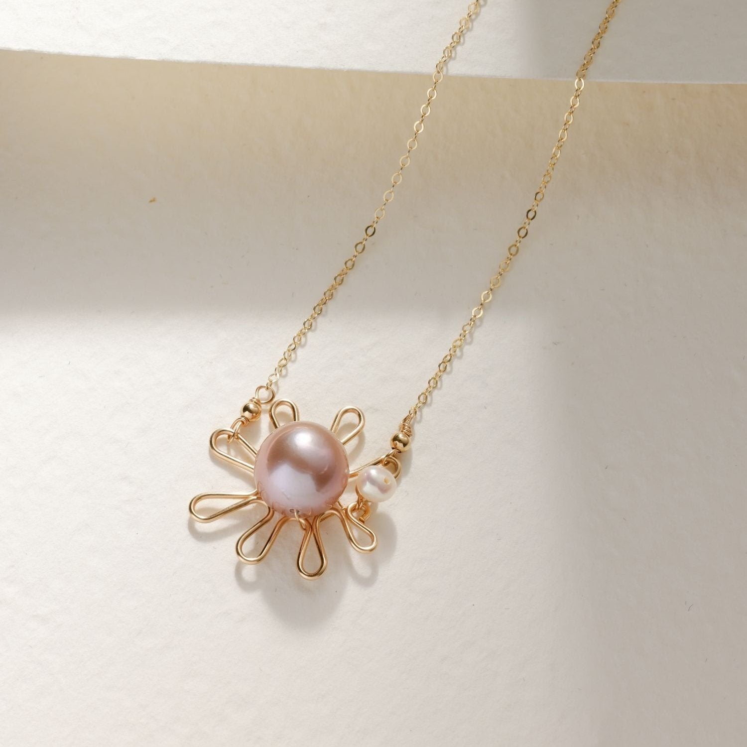 Purple Fairy Series Small Sun Pearl Pendant Necklace - CKZJL2023026