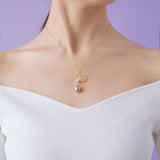 Purple Fairy Series Butterfly Kiss Pearl Pendant Necklace - CKZJL2023027