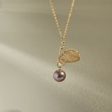 Purple Fairy Series Butterfly Kiss Pearl Pendant Necklace - CKZJL2023027