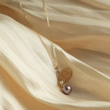 Purple Fairy Series Butterfly Kiss Pearl Pendant Necklace - CKZJL2023027