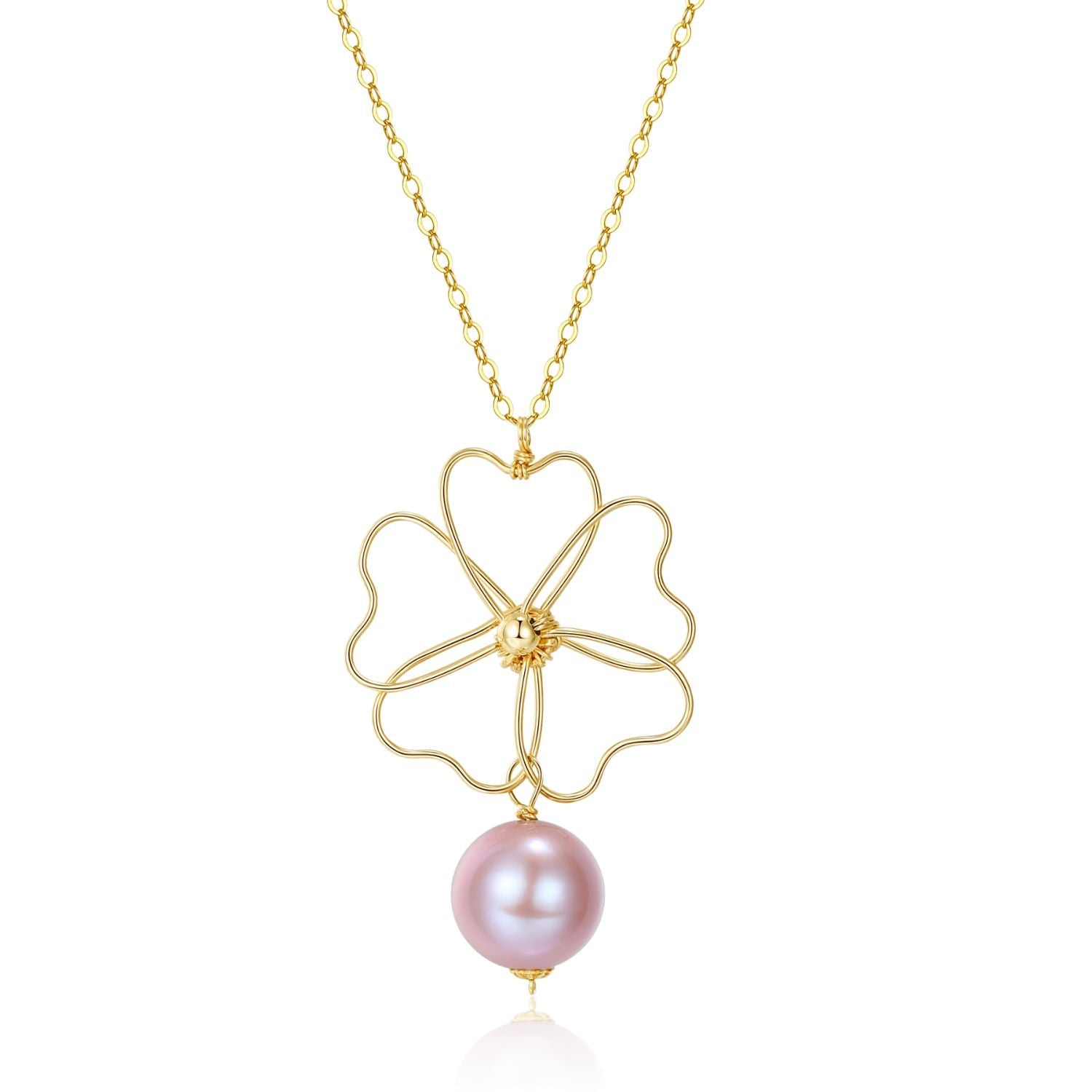 Purple Fairy Series Five - leaf Flower Pearl Pendant Necklace - CKZJL2023028