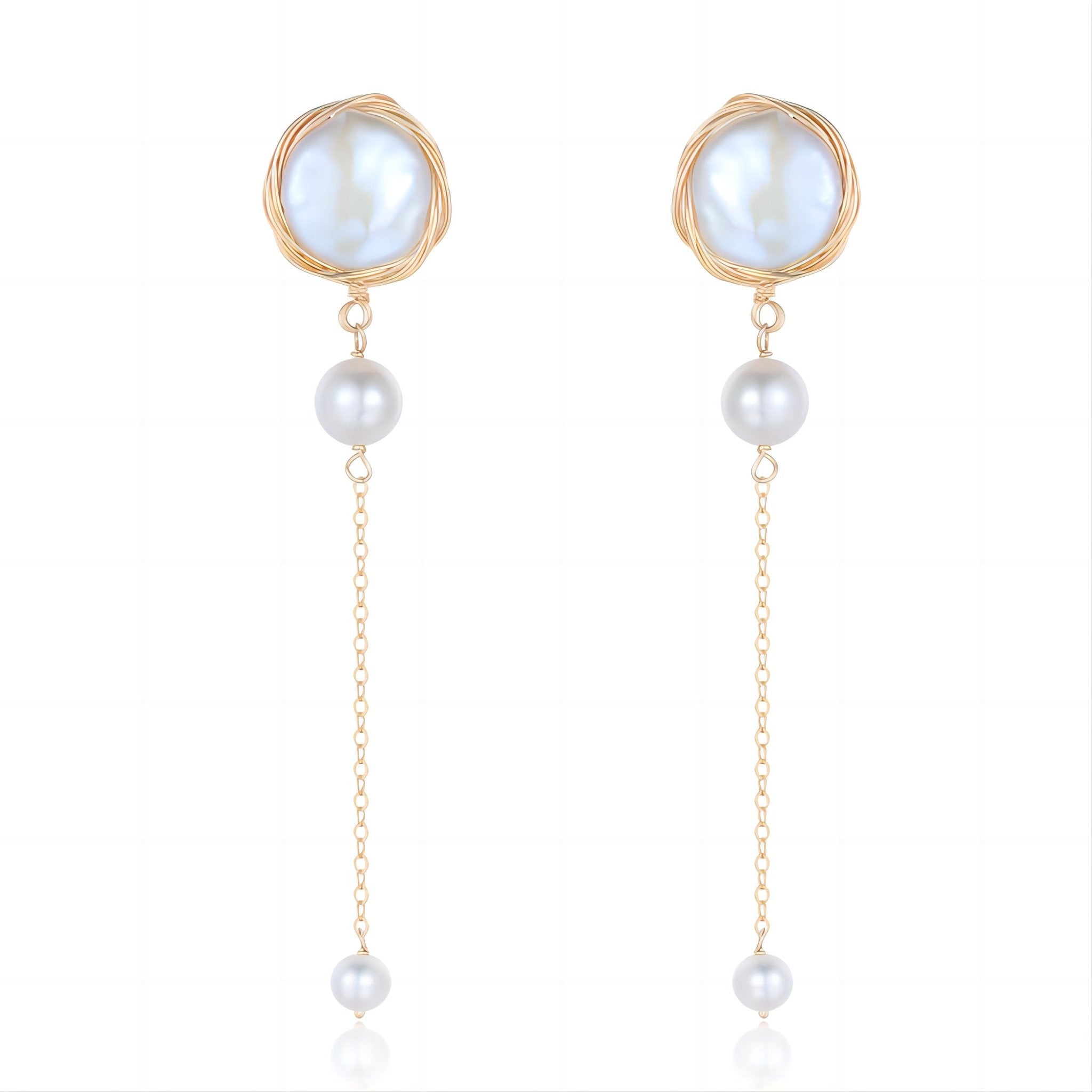 Classic Filigree Series Bead Long Stud Earrings - COCOKIM