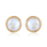 Classic Filigree Series Circular Winding Ear Clip Pearl Ear Studs - COCOKIM