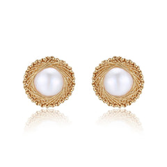 Classic Filigree Series Knight Seawater Medal Mabe Earrings Ear Clips - COCOKIM