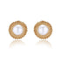 Classic Filigree Series Knight Seawater Medal Mabe Earrings Ear Clips - COCOKIM