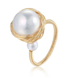 Classic Filigree Series Large Pearl Open Ring - COCOKIM