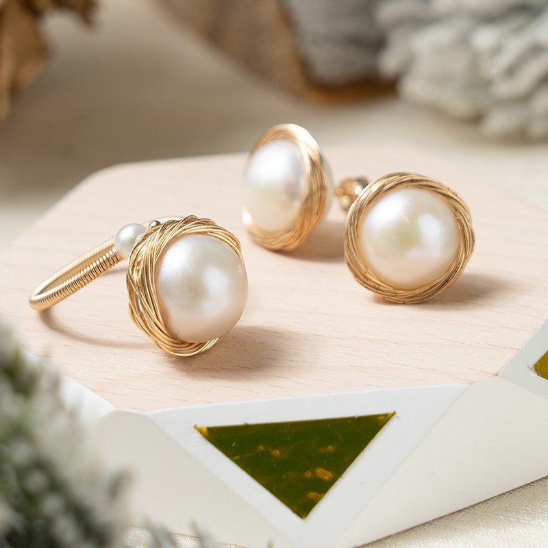 Classic Filigree Series Large Pearl Open Ring - COCOKIM