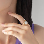 Classic Filigree Series Large Pearl Open Ring - COCOKIM