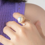 Classic Filigree Series Large Pearl Open Ring - COCOKIM