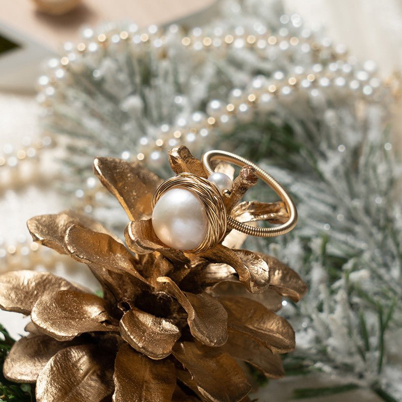 Classic Filigree Series Large Pearl Open Ring - COCOKIM