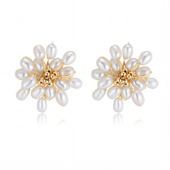 Embellished Series Blossoming Flower Pearl Earrings - COCOKIM