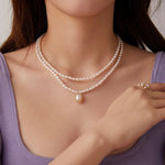 Embellished Series Double - Layer Pearl Necklace - COCOKIM