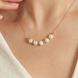 Embellished Series Five - Pearl Linked Hearts Necklace - COCOKIM