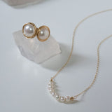 Embellished Series Golden Pearl Smile Necklace - COCOKIM