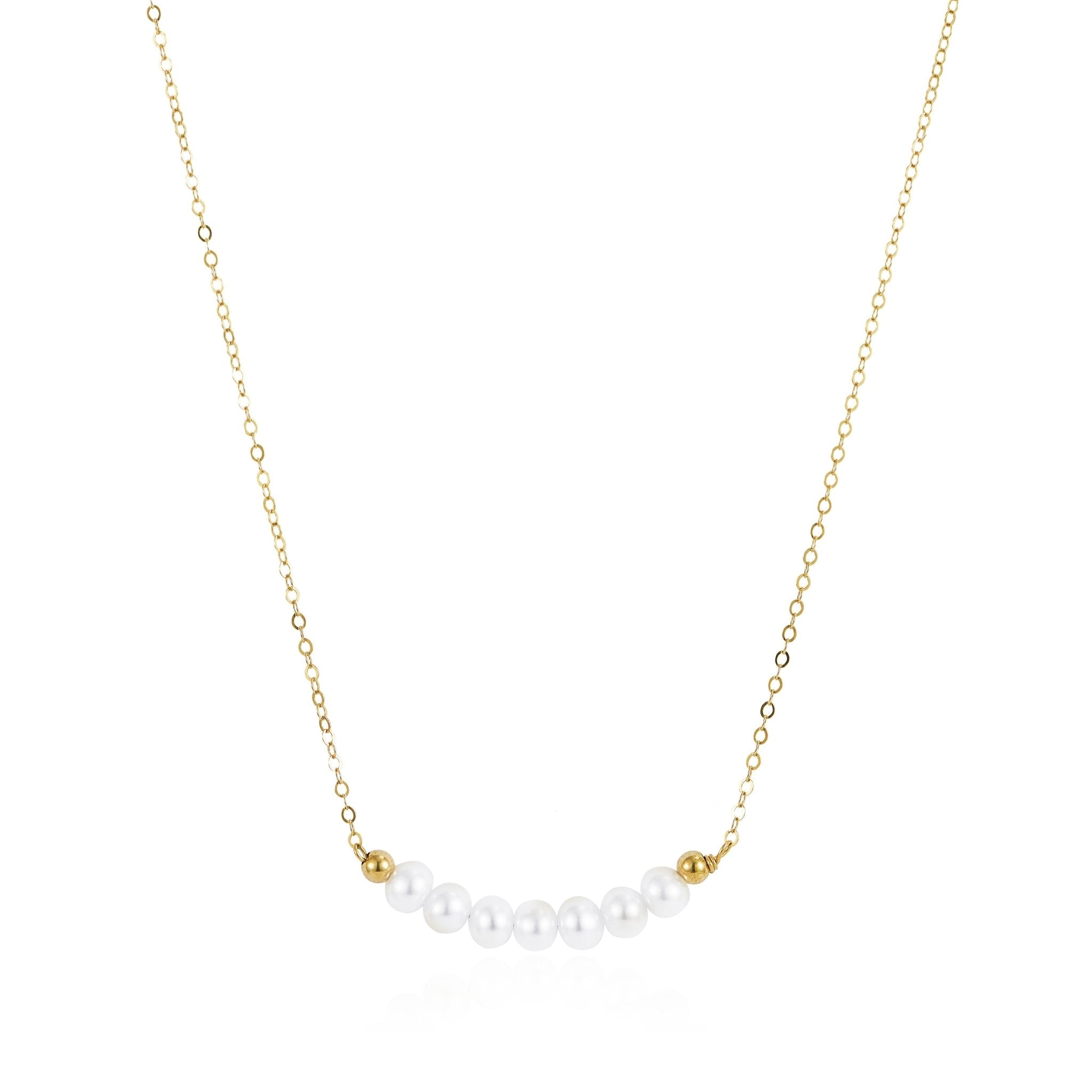 Embellished Series Golden Pearl Smile Necklace - COCOKIM