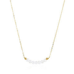 Embellished Series Golden Pearl Smile Necklace - COCOKIM