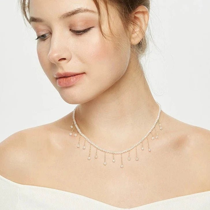 Embellished Series Half Circle Raindrop Choker Necklace - COCOKIM