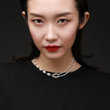 Embellished Series Pearl Stitching Double Layer Necklace - COCOKIM