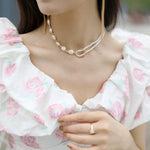 Embellished Series Pearl Stitching Double Layer Necklace - COCOKIM