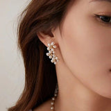 Falling Petals Series Narcissus Pearl Stud Earrings - COCOKIM