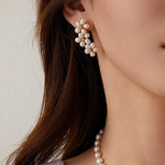 Falling Petals Series Narcissus Pearl Stud Earrings - COCOKIM