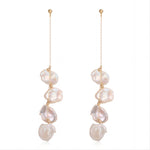 Falling Petals Series Quadruple Petal Baroque Pearl Dangle Earrings - COCOKIM