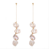 Falling Petals Series Quadruple Petal Baroque Pearl Dangle Earrings - COCOKIM