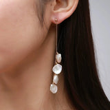 Falling Petals Series Quadruple Petal Baroque Pearl Drop Earrings - COCOKIM