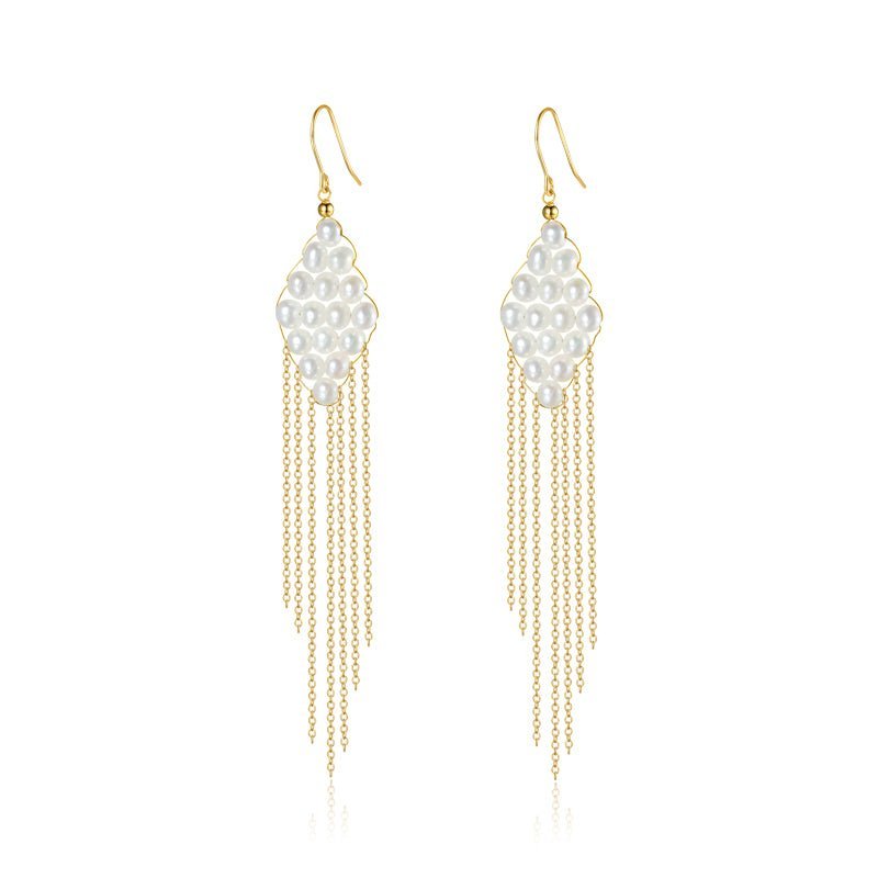 Flowing Bead Series Diamond Fringe Earrings - COCOKIM