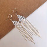 Flowing Bead Series Diamond Fringe Earrings - COCOKIM