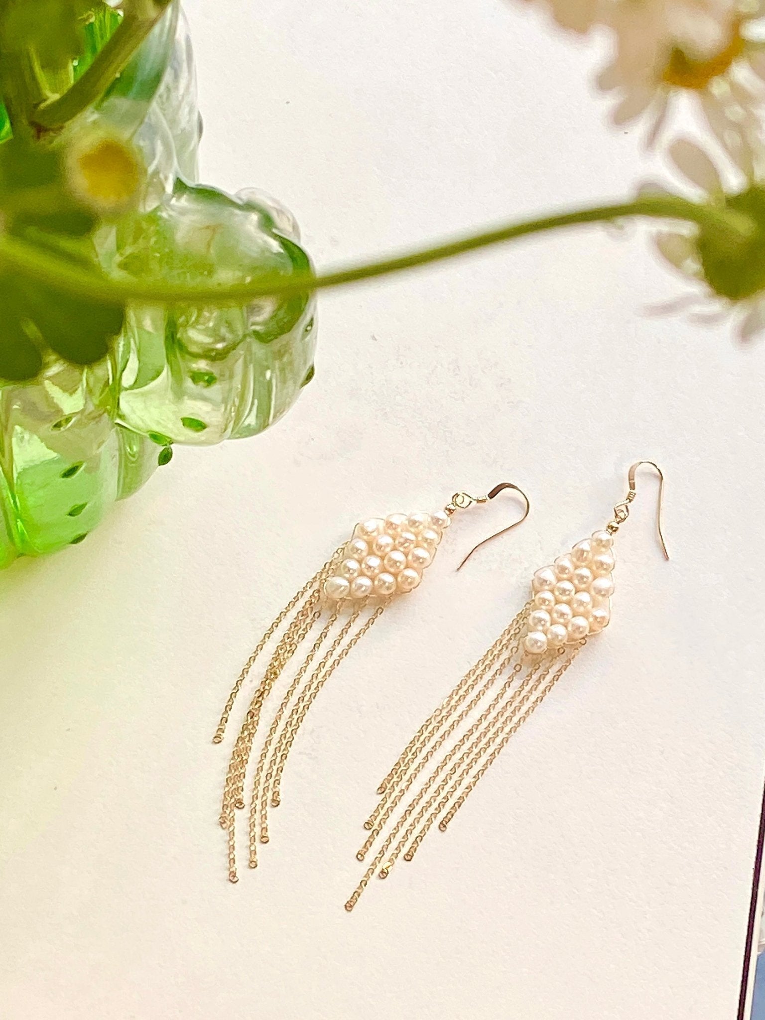 Flowing Bead Series Diamond Fringe Earrings - COCOKIM