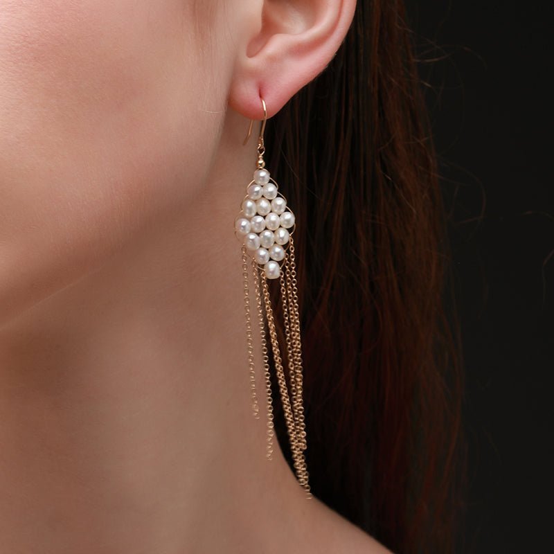 Flowing Bead Series Diamond Fringe Earrings - COCOKIM