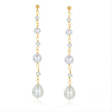 Flowing Bead Series Multi - Bead Long Chain Ear Studs - COCOKIM