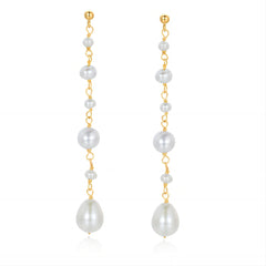 Flowing Bead Series Multi - Bead Long Chain Ear Studs - COCOKIM