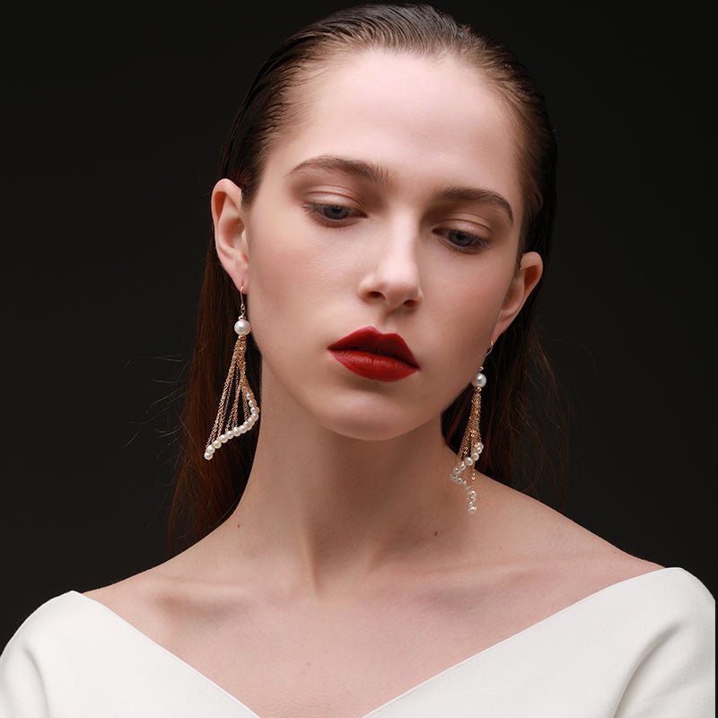 Flowing Beads Series Rotating Tassel Drop Earrings - COCOKIM