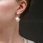 Geometric Series Square Pearl Drop Earrings Ear Clip - COCOKIM