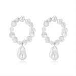 Miracle Baroque Series Large Circle Full Pearl Drop Earrings - COCOKIM