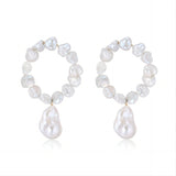 Miracle Baroque Series Large Circle Full Pearl Drop Earrings - COCOKIM