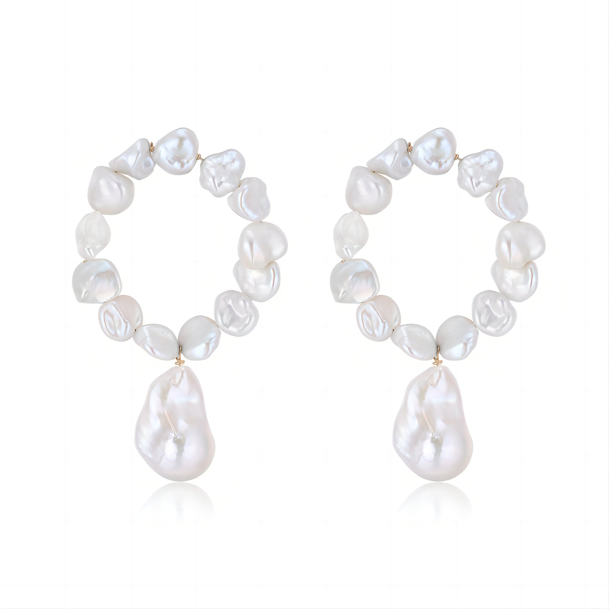 Miracle Baroque Series Large Circle Full Pearl Drop Earrings - COCOKIM