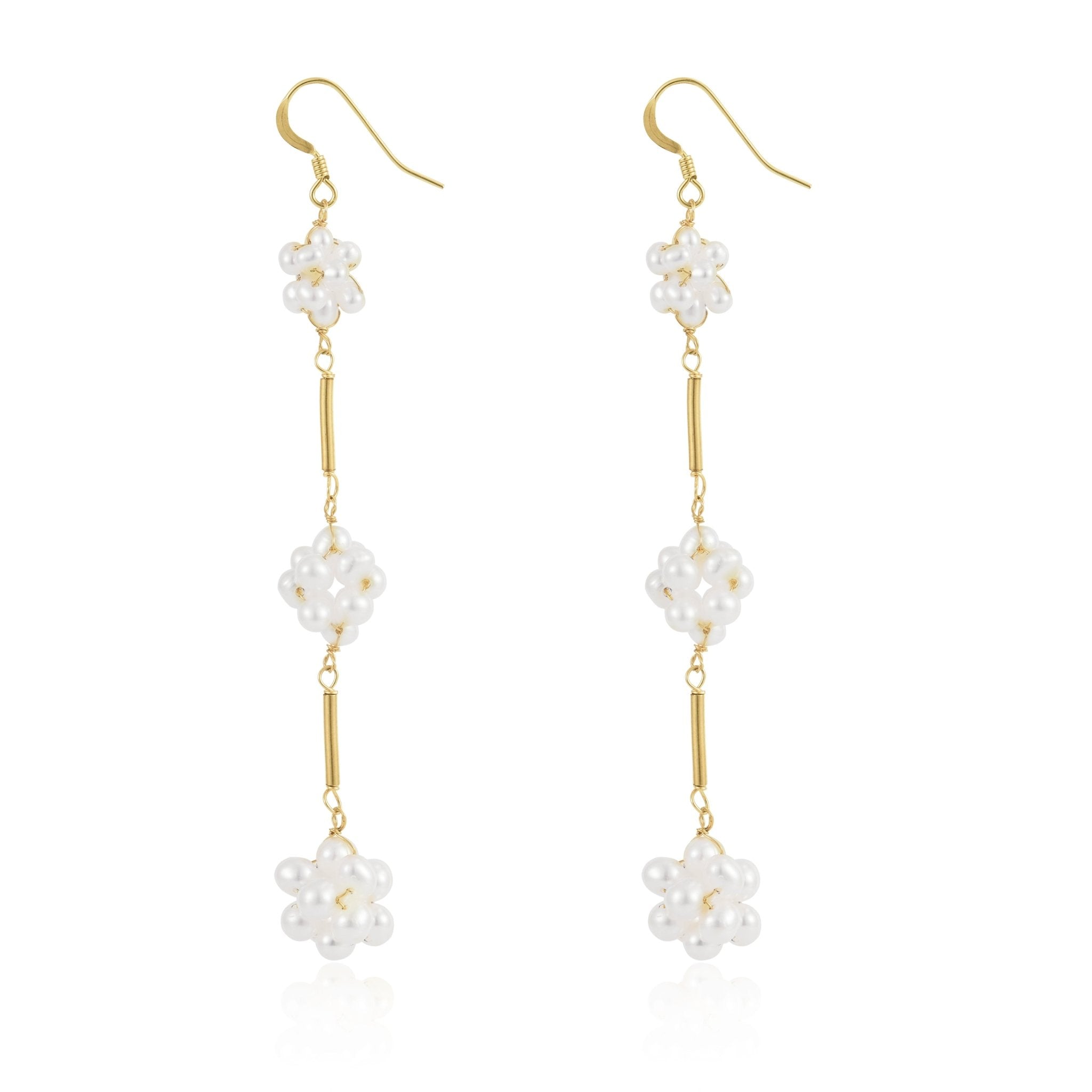 Starry Series Triple Cluster Floral Earrings - COCOKIM