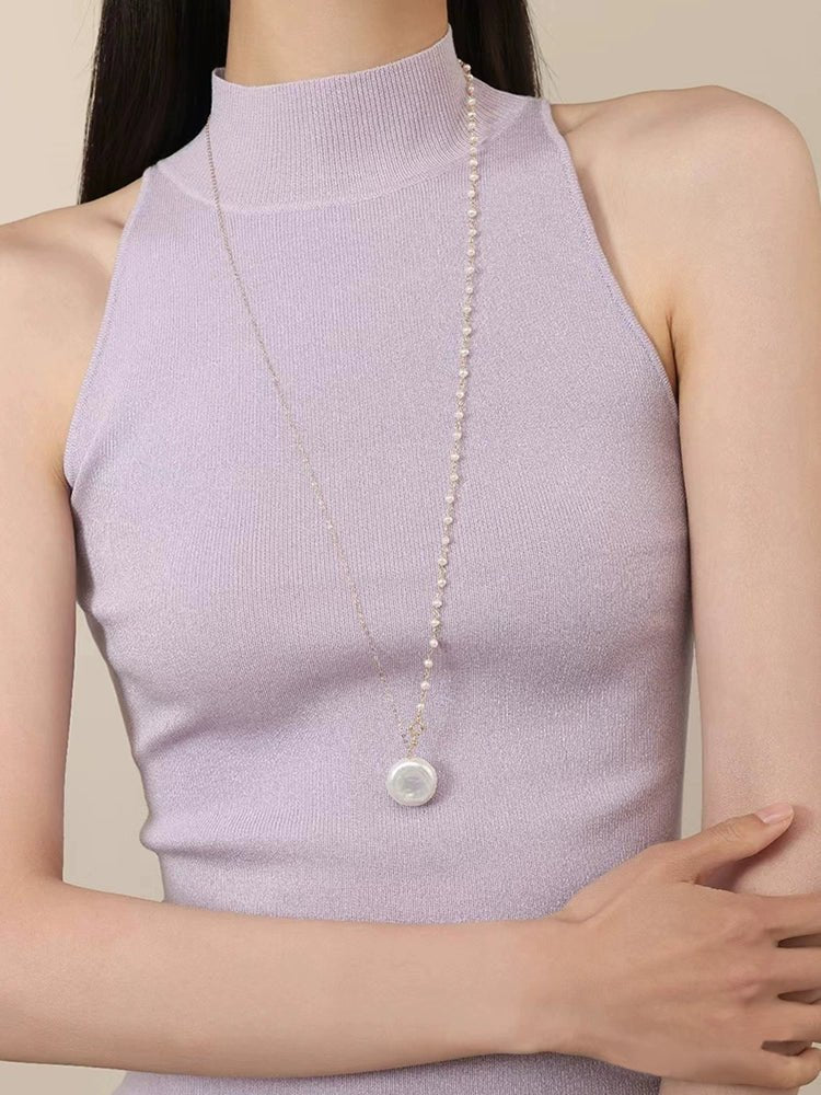 Thousand Faces Series Double - Layer Coin Baroque Pearl Pendant Necklace - COCOKIM